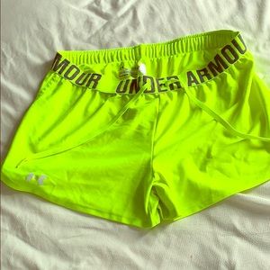 Neon yellow running shorts